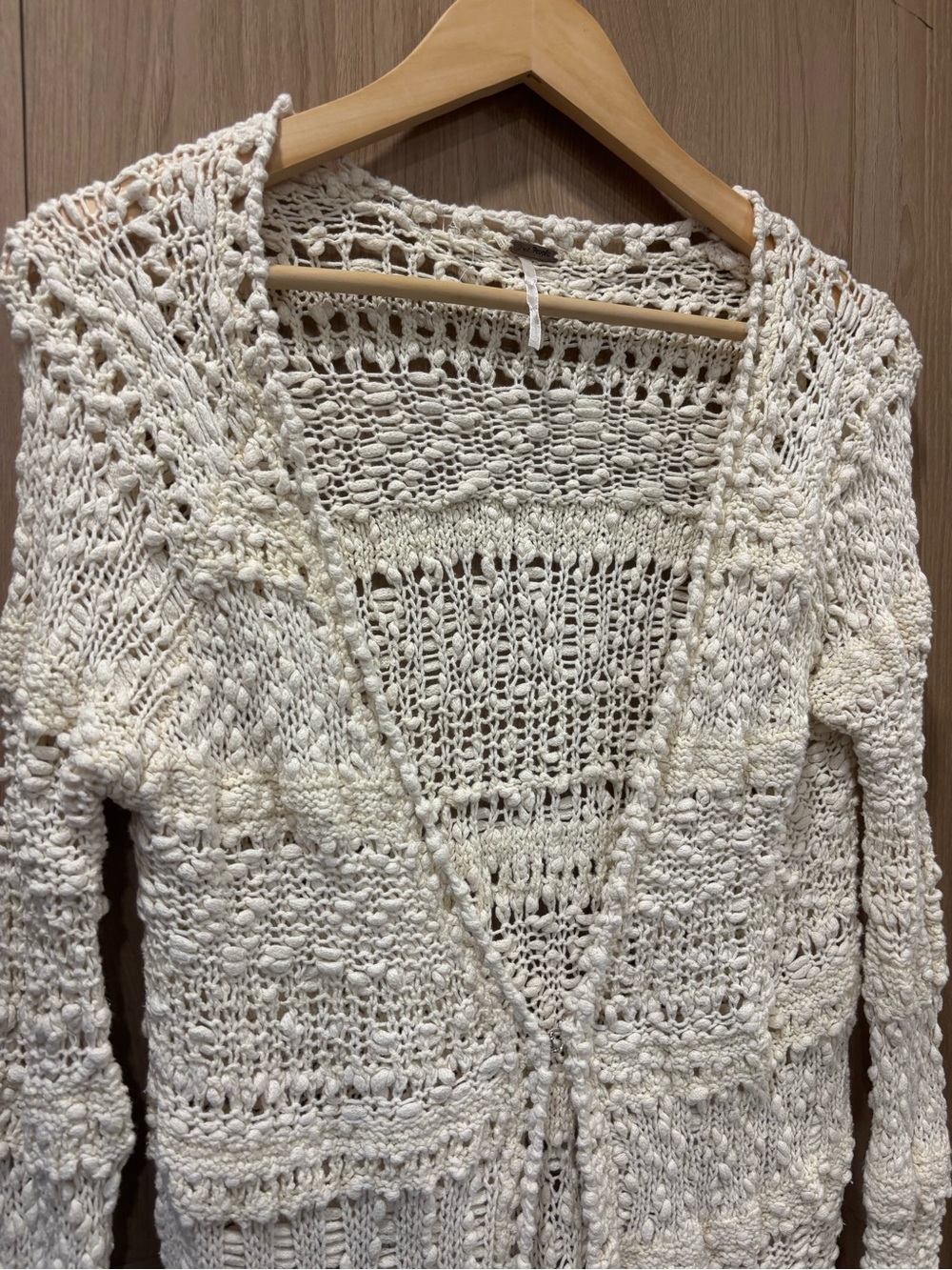 Free People Crochet Cardigan Duster Size XS Boho Coastal - Picture 2 of 5